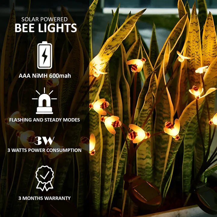 Hardoll Top rated solar garden lights for Outdoor 6 LED Honey Bee Lamp for Home Garden Waterproof Decoration (Warm White - Pack of 1) - Hardoll