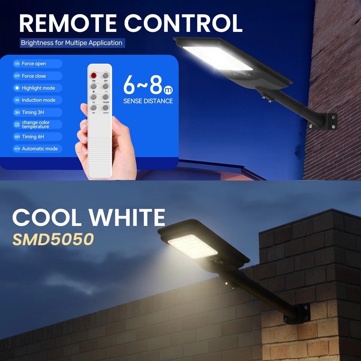 Hardoll 50W Solar Street Light for Home Outdoor | LED Solar for Lights with Motion Sensor & Remote | IP65 Waterproof Solar Lamp for Garden, Yard, Wall & Gate Lighting