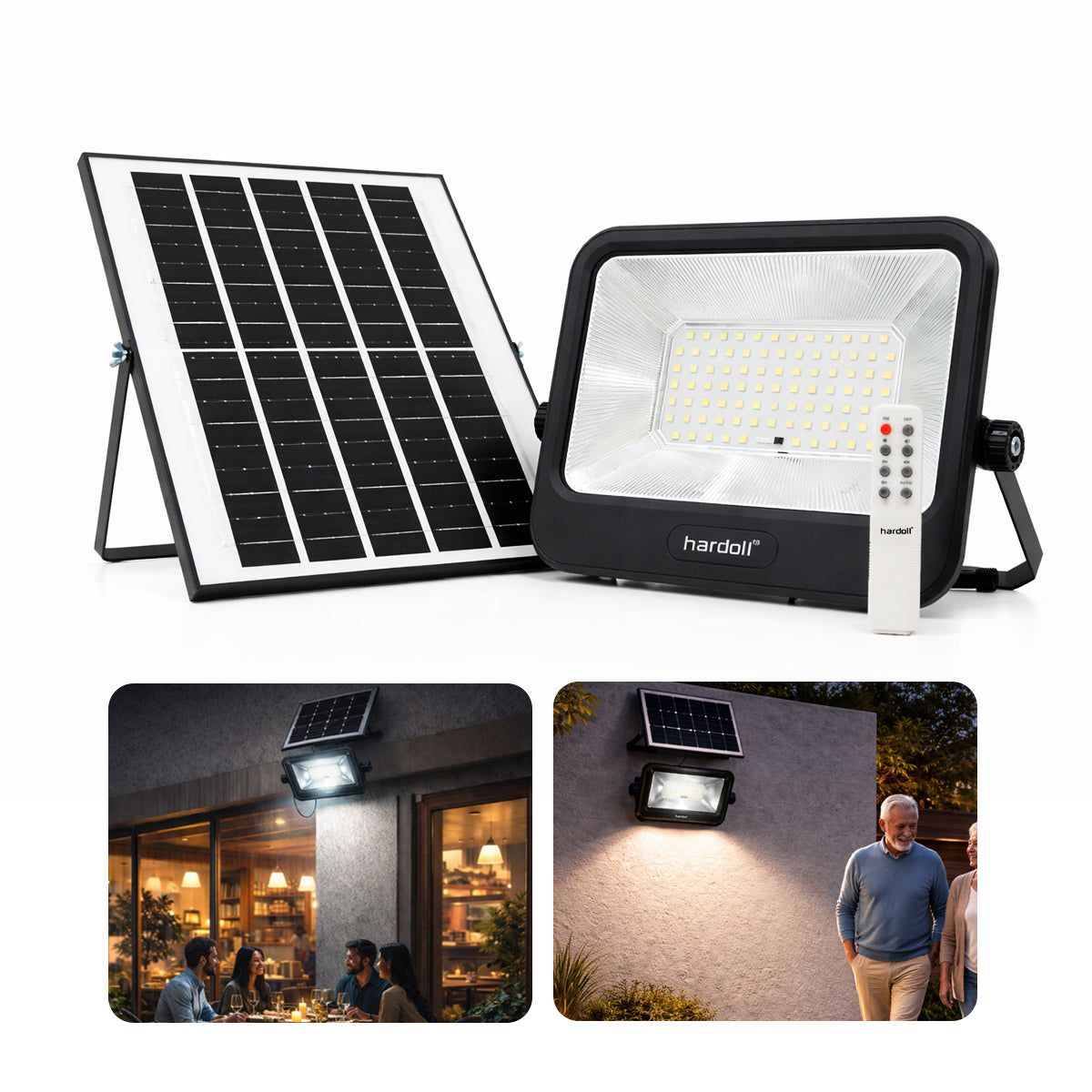 hardoll Solar Flood Light 200W with Remote, Cool White LED, 5M Cable, Waterproof IP65 ABS + Glass Body, Replaceable 15000mAh Lifepo4 Battery for Home, Garden, Terrace, Outdoor (Pack of 1)