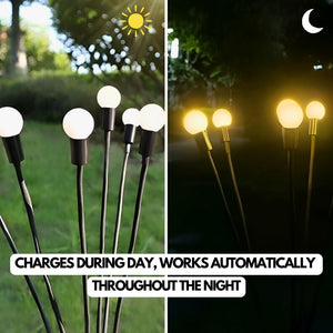Hardoll Solar Lights Outdoor 6 LED Firefly Lamp for Home Garden Waterproof Decoration (Warm White-Pack of 1)