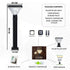 Solar pillar light with dimensions, package contents, and components on a white background
