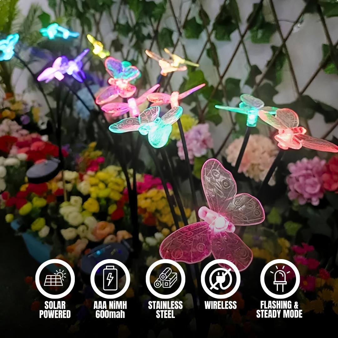 Hardoll Solar Lights Outdoor 6 LED Butterfly Lamp for Home Garden Wate