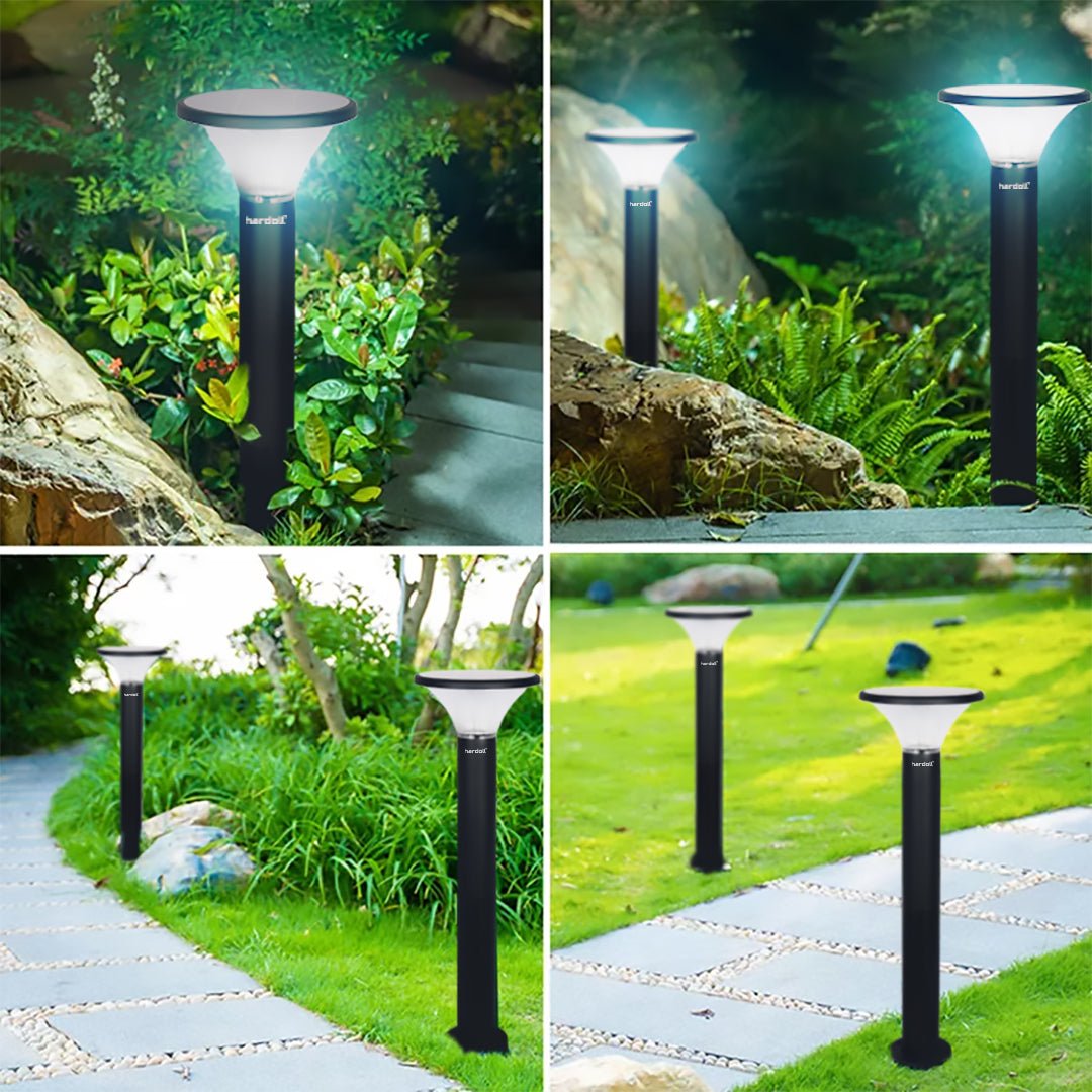 Hardoll 10W Solar Lights for Outdoor Home Garden 20 LED Waterproof Pillar Gate Wall Post Lamp with Pole(Round Shape-Pack of 1) - Hardoll