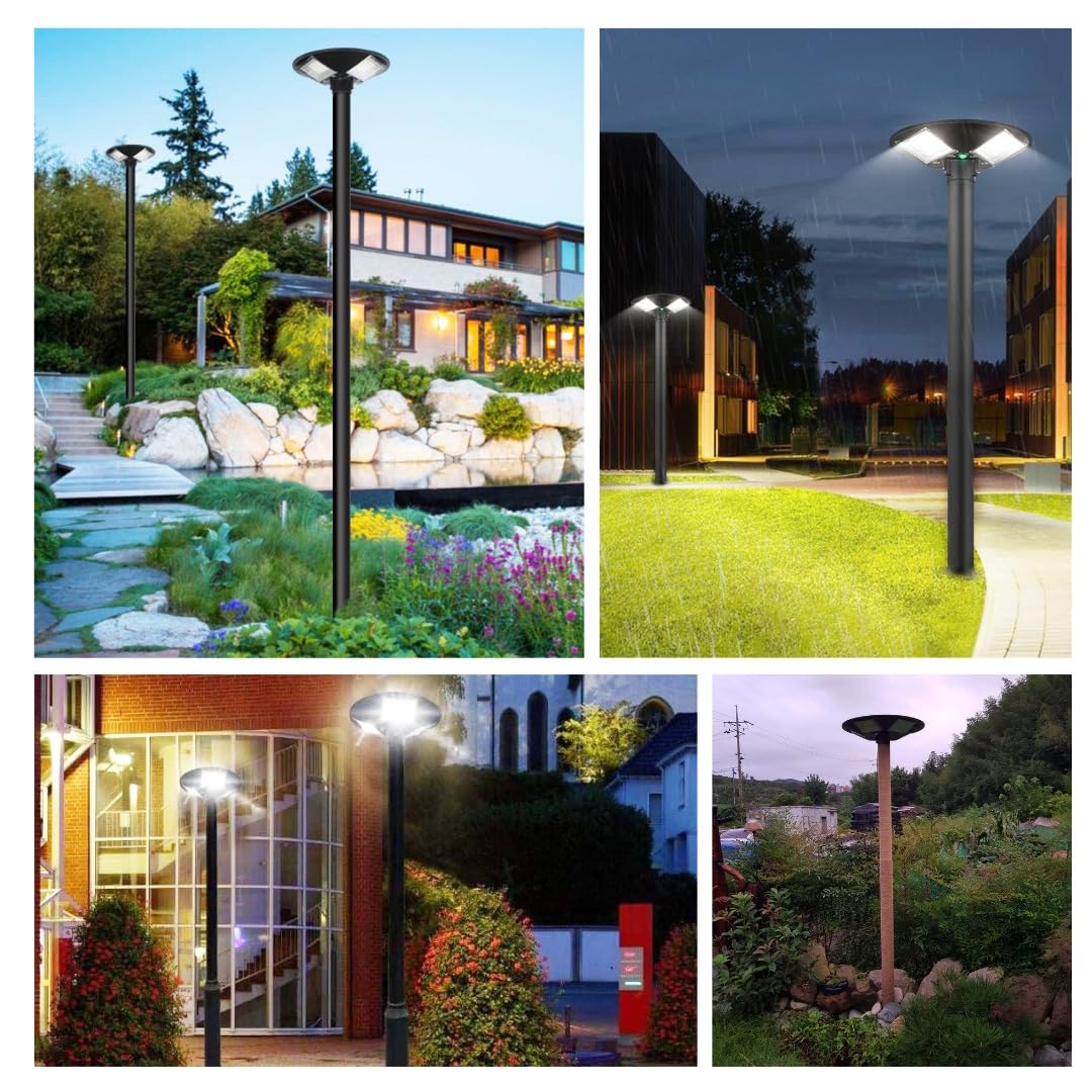 Hardoll 300W Solar UFO Light for Home Garden LED Lamp Waterproof Outdoor Lantern Lamp(Cool White)(Pole not included)(Refurbished) - Hardoll
