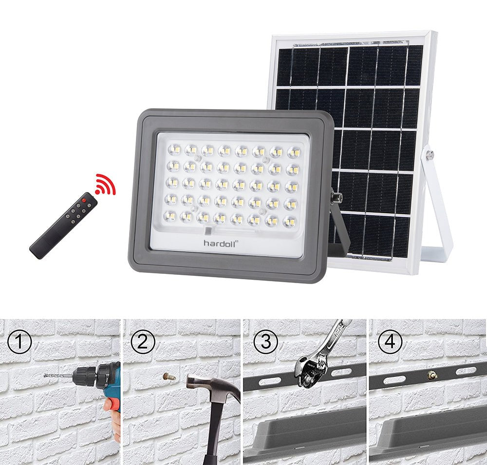 Hardoll 60W Solar Flood Light LED Outdoor Waterproof for Lamp for Home Garden (Cool White-Pack of 1)(REFURBISHED) - Hardoll