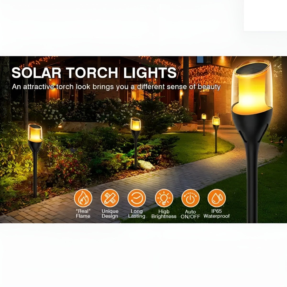 Hardoll Solar Light Outdoor 12 LED Flickering Mashaal Flame Light Self Locking Key Switch Garden Pathway Waterproof Lamp(Pack of 1) - Hardoll