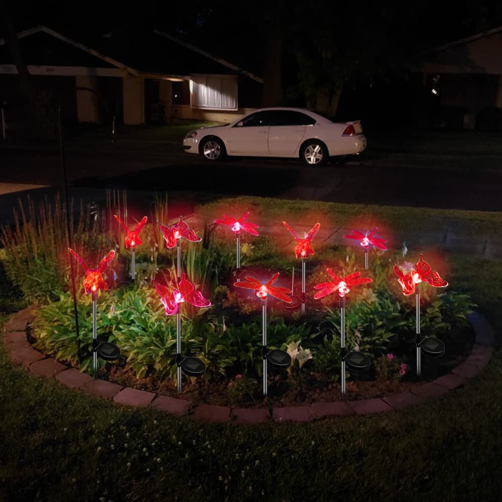 Hardoll Solar Lights For Home Garden Outdoor Stake Bird Lamp (Pack of 3, RED) - Hardoll