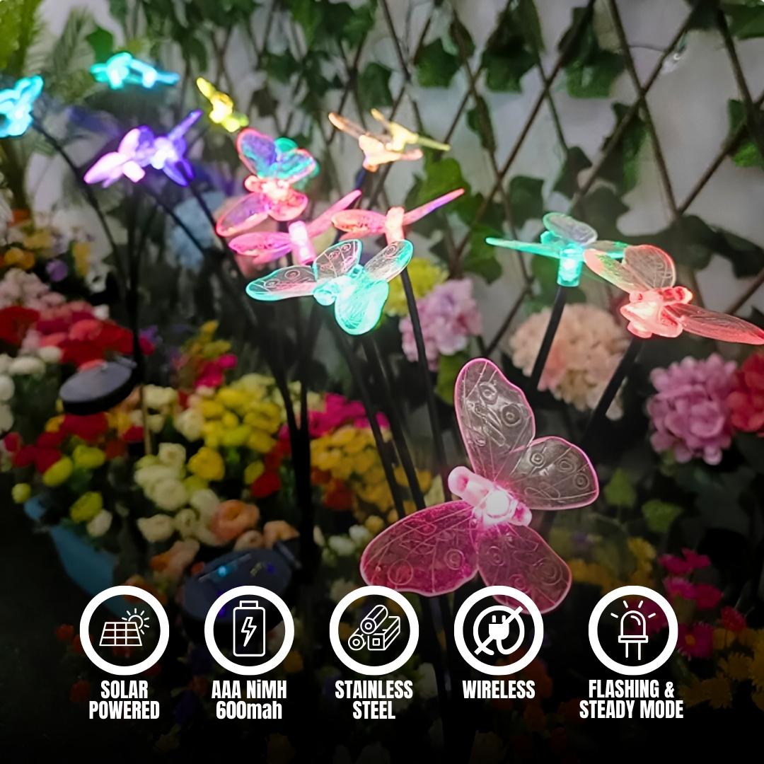 Hardoll Solar Lights Outdoor 6 LED Butterfly Lamp for Home Garden Waterproof Decoration(Multicolor- Pack of 1)(Refurbished) - Hardoll