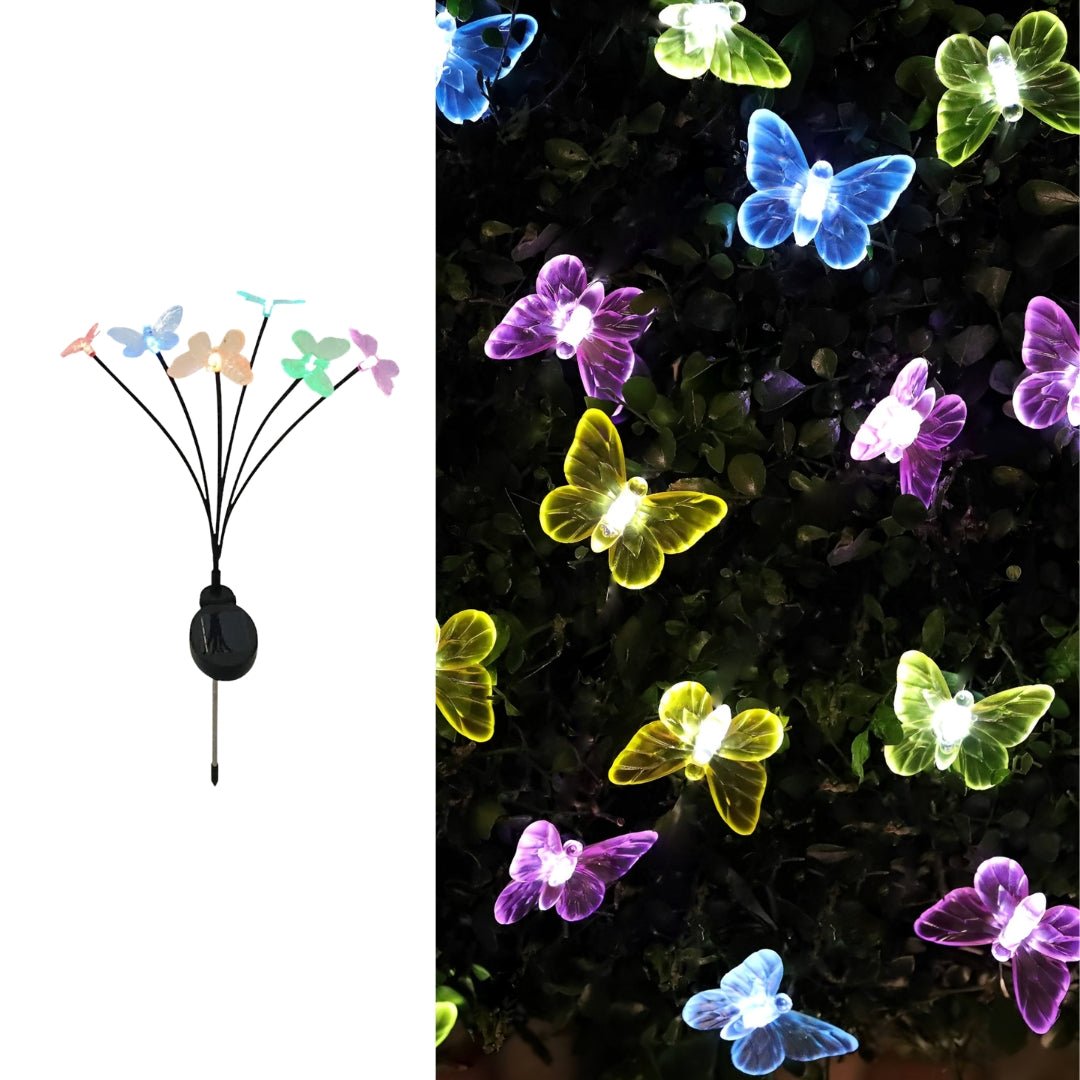 Hardoll Solar Lights Outdoor 6 LED Butterfly Lamp for Home Garden Waterproof Decoration(Multicolor- Pack of 1)(Refurbished) - Hardoll